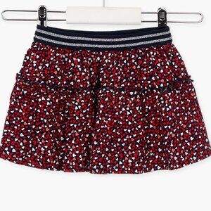 Red and Navy Heart Print Skirt